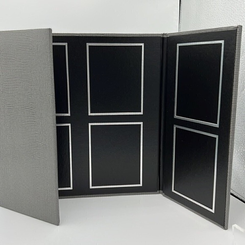 TAP 8 WAY PHOTO FOLIO SNAKE PRINT WITH BLACK AND SILVER BRAND NEW IN BOX